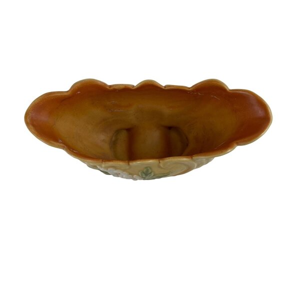 Weller Pottery Roba Footed Planter Bowl With Floral Design & Scalloped Edge - Picture 3 of 12